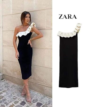 haljina xs s: ZARA model sve vel od XXS do 5XL Haljina crna boja sa belim karnerom — 1