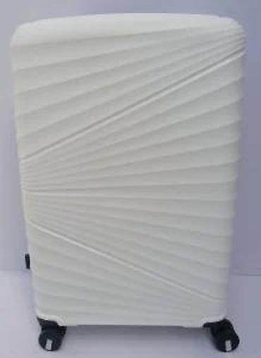 Putni koferi i torbe: Tvrdi kofer na točkiće – beli, moderno reljefno kućište - Materijal — 21