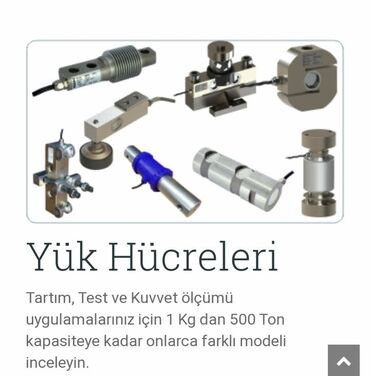 atapleniya sistemi: Məhsul: Yük Hüceyrələri (Load Cell-lər) Təsvir: - Tartım, test və