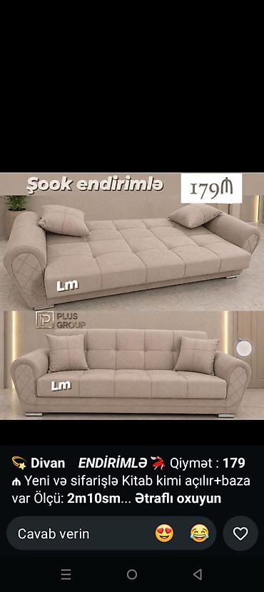 Divan – kitab kimi açılan, bazalı model - Rəng: bej - Mexanizm: kitab