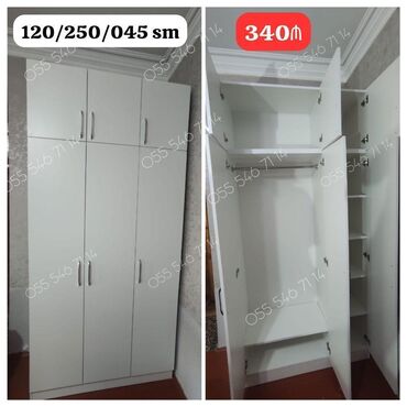 купить сервант бу: Yeni, 3 qapılı Düz dolab, Şifonyer