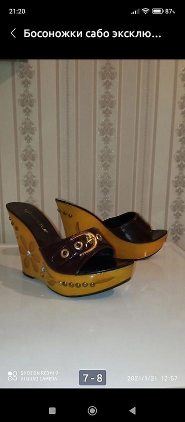 Босоножки, сандалии, шлепанцы: Босоножки Сабо эксклюзивная модель, натуральная кожа, деревянная — 5