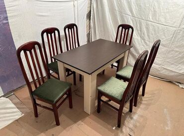 kuxna stol stul satilir: Для кухни, Б/у, Прямоугольный стол, 6 стульев