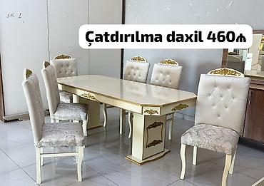 Qonaq otağı üçün, İşlənmiş, Oval masa, 6 stul