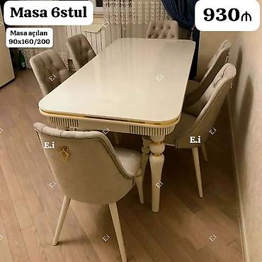 klassik stullar: Mebel dəsti – Masa və 6 stul - Açılan masa: ölçü qapalı halda 90×160 — 1