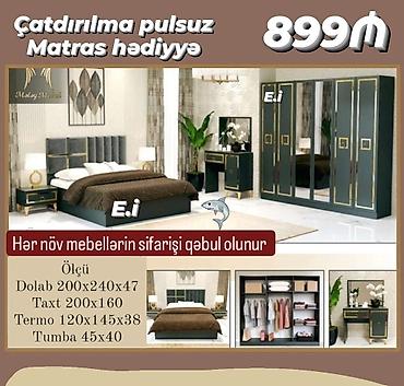 plasiq qapi: Yataq otağı mebel dəsti Tərkib: - Taxt: 200x160 - Dolab: 200x240x47 — 1