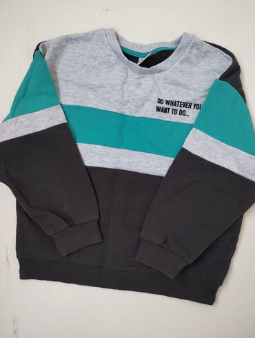 оверсайз свитер: Детский топ, рубашка, цвет - Серый, Б/у