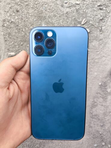 платиновые номера sim: IPhone 12 Pro, Б/у, 256 ГБ, Голубой, Зарядное устройство, Чехол, 74 %