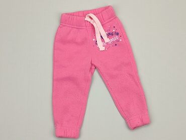 różowe spodnie z wysokim stanem: Spodnie domowe So cute, 9-12 m, wzrost - 80 cm., Poliester, stan - Dobry