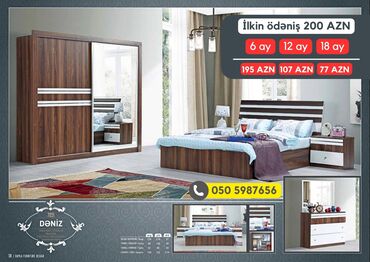 Yataq otağı dəstləri: 2 təknəfərlik çarpayı, Dolab, Termo, 2 tumba, Azərbaycan, Yeni — 14