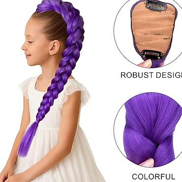 kaftan: Ekstenzija pletenica na šnalice – ljubičasta - Duga, gusto ispletena — 4