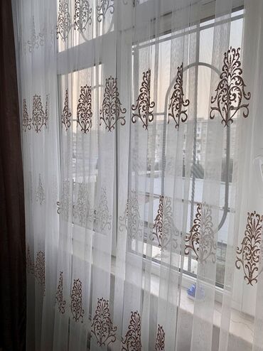 Pərdə və tüllər: İşlənmiş, Tül, rəng - Qəhvəyi, Pulsuz çatdırılma — 9