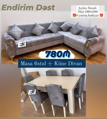 mətbəxt künc divan: *Masa dəsti + Künc Divan 780 Azn💥* ✔️Rəng seçimi var ✔️ *Şəhər daxili