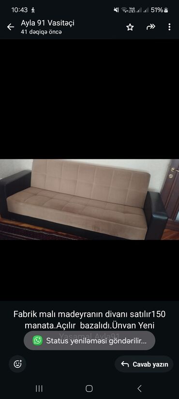 fab boyalari: Divan, İşlənmiş, Açılan, Bazalı, Çatdırılma yoxdur