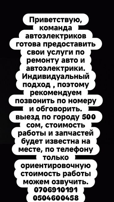 запч: Приветствую, команда автоэлектриков готова предоставить свои услуги по