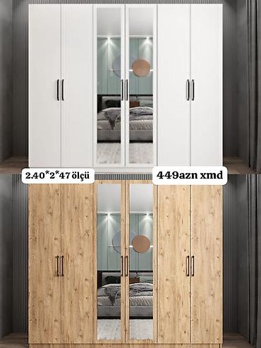 Mebel dolabı – 6 qapılı, güzgülü model Ölçü: 240 × 200 × 47 sm