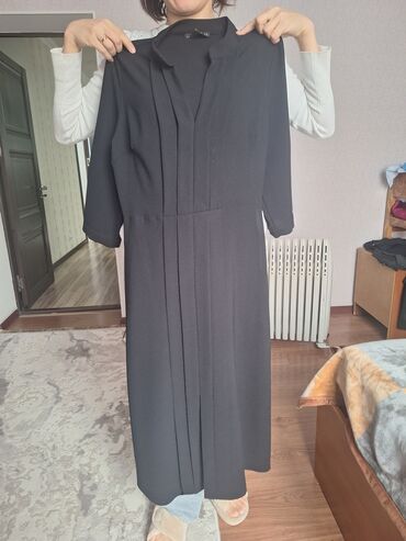 черный платья: Повседневное платье, Турция, Осень-весна, Длинная модель, L (EU 40)