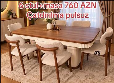 full 12 tarifi: 6 stul + masa dəsti - Komplekt: 1 yemək masası və 6 stul - Stil — 1