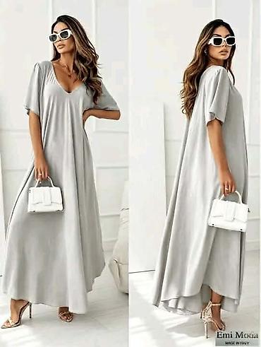 oval: Maxi haljina sa V‑izrezom oversize. - Duga, lepršava silueta sa — 1