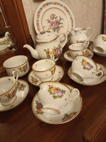 mis caydan: Çay dəsti, rəng - Ağ, Farfor, 6 nəfərlik, Almaniya
