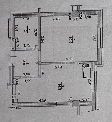 Продажа квартир: 1 комната, 39 м², 7 этаж — 12