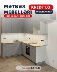 Sifarişlə mətbəx mebeli: Sifarişlə mətbəx dəsti, Özü çəkən petlələr, Mat laminat, Kredit var, Rayonlara çatdırılma, Pulsuz çatdırılma — 29