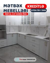 Sifarişlə mətbəx mebeli: Sifarişlə mətbəx dəsti, Özü çəkən petlələr, Mat laminat, Kredit var, Rayonlara çatdırılma, Pulsuz çatdırılma — 12
