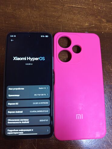 чехол на redmi: Redmi, Redmi 13, Колдонулган, 128 ГБ, түсү - Кара, 2 SIM