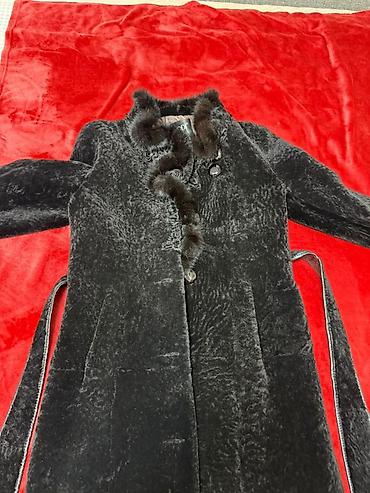 змеиная кожа питона: Пальто, Зима, Каракуль, По колено, С поясом, XL — 4