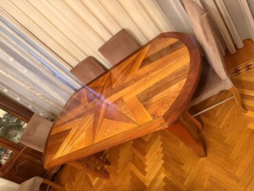Stullar: Masa dəsti ( 6 oturacaqlı) 450₼.Materialı qoz ağacındandır. Ünvan