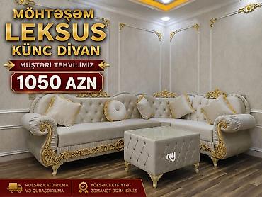sumqayitda ucuz divanlar: Künc divan, Qonaq otağı üçün, Parça, Bazasız, Açılmayan — 1
