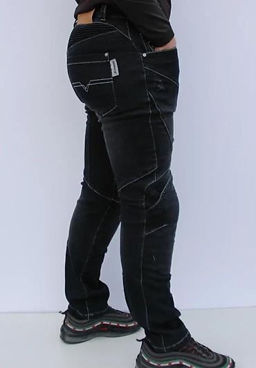 Farmerke: Muške crne farmerke – moto/urban stil - Kroj: slim/straight sa — 15