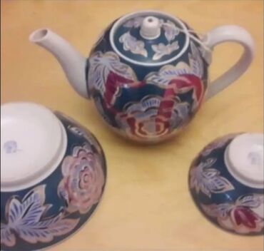 farfor qablar: Çay dəsti, rəng - Göy, Farfor, SSRİ