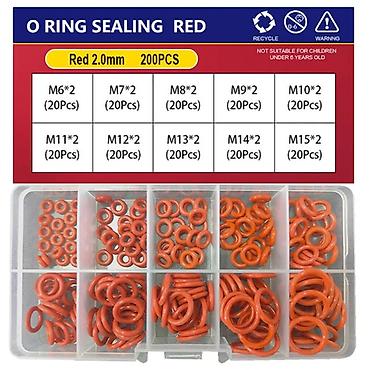 membran material nədir: Qırmızı O-ring Möhürləmə Dəsti – 200 ədəd - Material: elastik rezin — 1