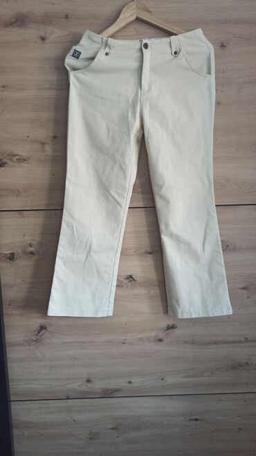 lepršave pantalone: L (EU 40), Cotton, color - Beige, Single-colored