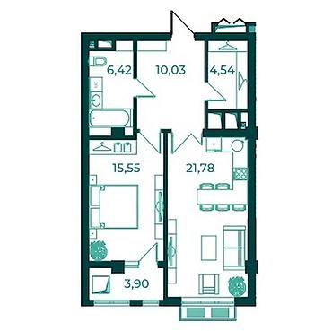 Продажа квартир: 2 комнаты, 57 м², Элитка, 2 этаж, Евроремонт — 12