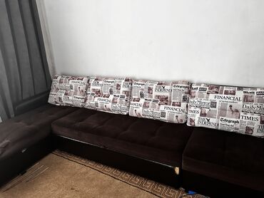 большой диван раскладной: Угловой диван, цвет - Коричневый, Б/у