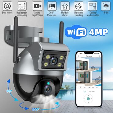 video kameralar: Wifi ptz 360° 5mp/4k wifi cöl kamera original provision 2 kamerali