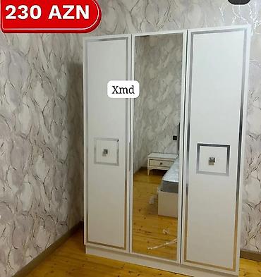 paltar dolab: Yeni, 3 qapılı, Güzgülü, Ağ, Açılan, Düz dolab — 1