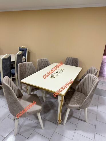 Masa və oturacaq dəstləri: Qonaq otağı üçün, Yeni, Açılmayan, Dördbucaq masa, 6 stul — 22