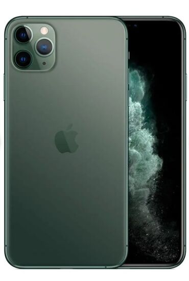 Apple iPhone: IPhone 11 Pro Max, Б/у, 256 ГБ, Зеленый, Наушники, Защитное стекло, Чехол, 75 %