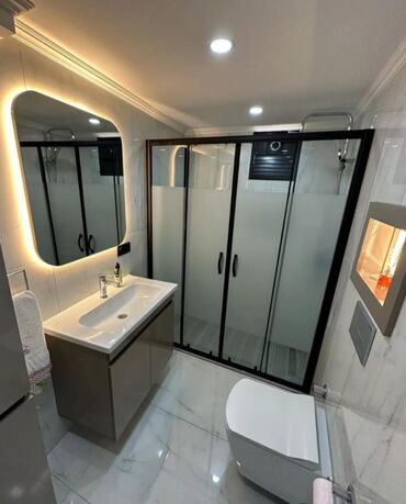 Duş kabinaları, arakəsmələr: Yeni Üstü açıq kabina, Künc üçün, Pulsuz çatdırılma — 19