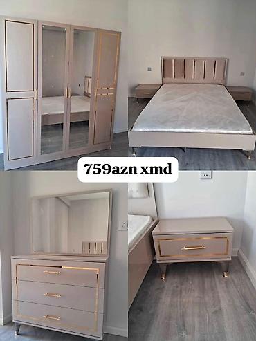 dəmir carpayı: Yataq otağı dəsti Dəst tərkibi: - 4 qapılı qarderob – iki aynalı orta — 1