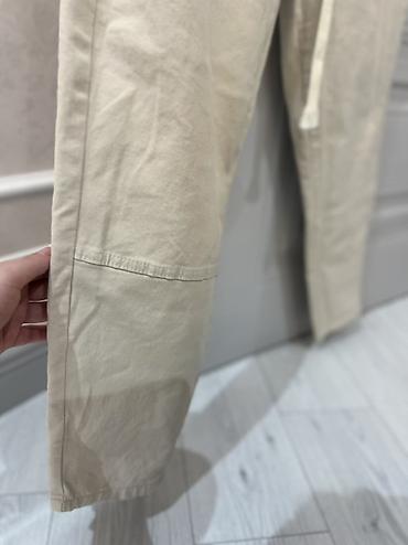 Брюки: Bej rəngli rahat şalvar (unisex stil) - Model: İpi ilə tənzimlənən — 2