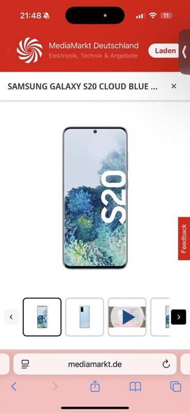 samsunq s20: Samsung Galaxy S20, 128 GB, rəng - Göy