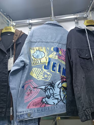 doski 30 kh 42 sm s dopolnitelnymi plankami: Джинсовая куртка, Осень-весна, С рисунком, XL (EU 42)