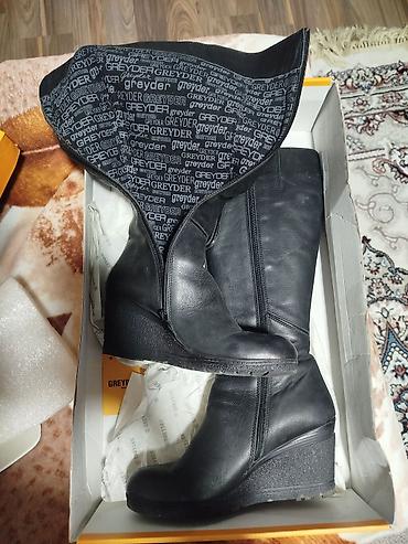 pump wedge: Сапоги, 38, Б/у, цвет - Черный — 2