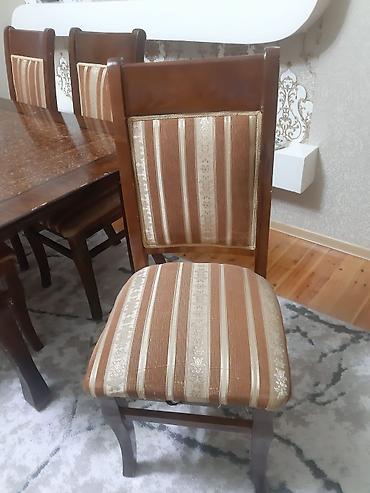 islenmis masa: Qonaq otağı üçün, İşlənmiş, Açılan, Dördbucaq masa, 6 stul — 4