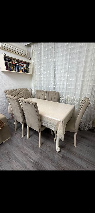 stol stullarin qiymeti: Masa dəsti satılır 150₼. 6 oturcağı var.Ünvan Yeni — 1