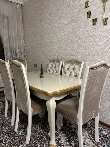 Masa və oturacaq dəstləri: Yemək otağı dəsti – masa və stullar - Klassik üslubda yemək masası — 25